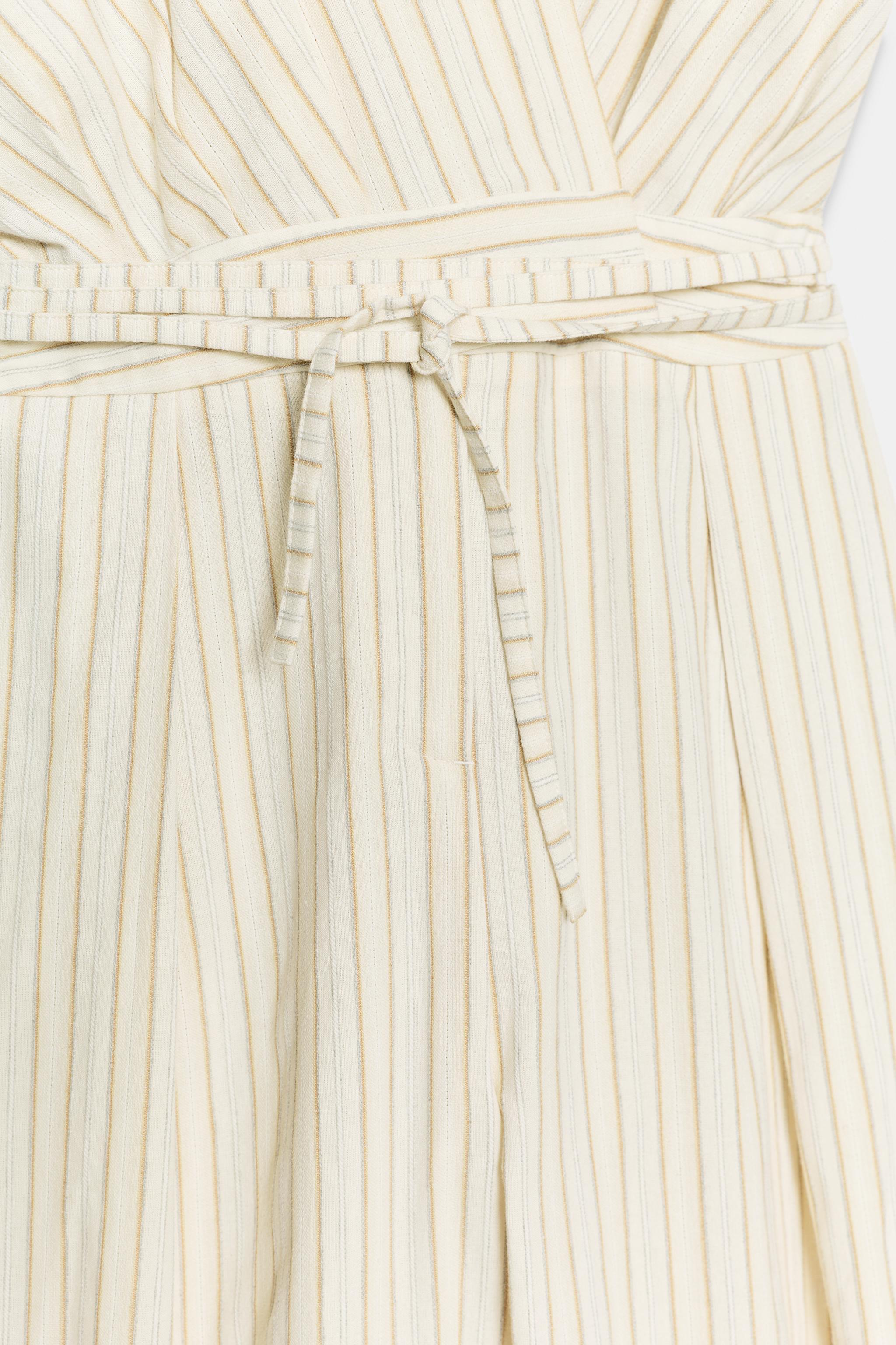 STRIPED BELTED JUMPSUIT